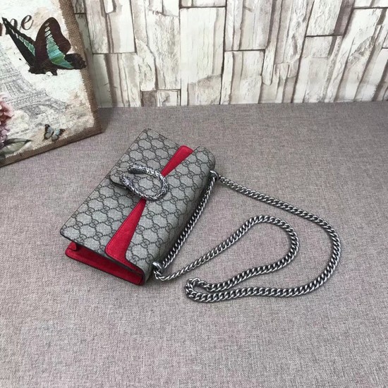 Gucci Medium Dionysus GG Canvas Shoulder Bag 499623 red