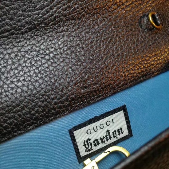 Gucci original Calf leather Mini cross-body clutch 521552 Cat black