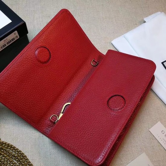 Gucci original Calf leather Mini cross-body clutch 521552 Cat red