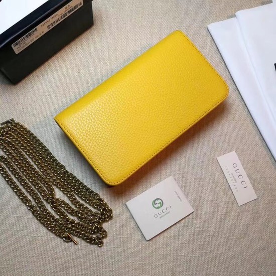 Gucci original Calf leather Mini cross-body clutch 521552 Cat yellow