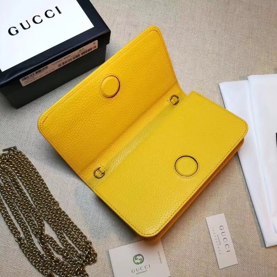 Gucci original Calf leather Mini cross-body clutch 521552 Cat yellow