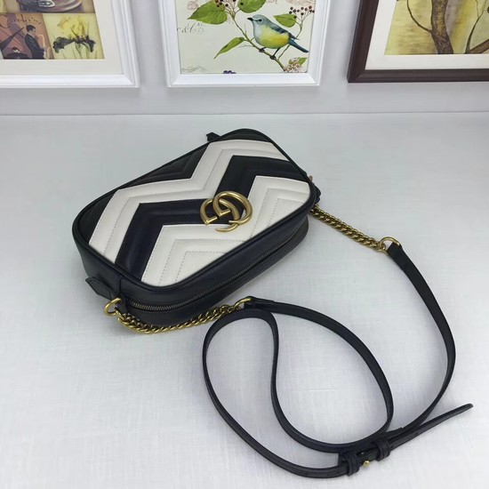 Gucci GG Marmont small matelasse shoulder bag 447632 Black&white