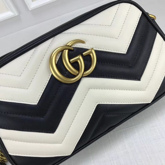 Gucci GG Marmont small matelasse shoulder bag 447632 Black&white