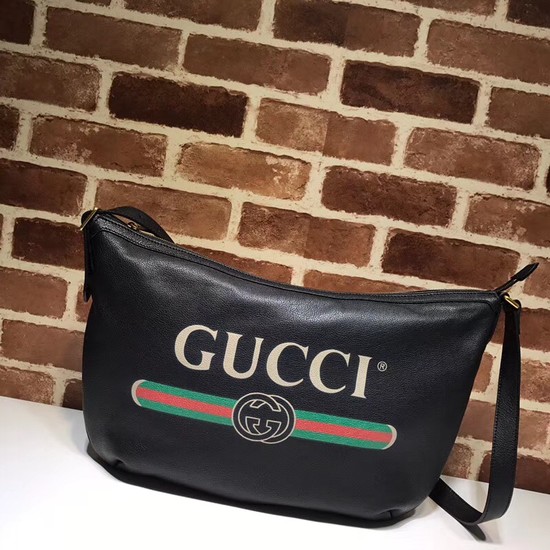 Gucci Print half-moon hobo bag 523588 black