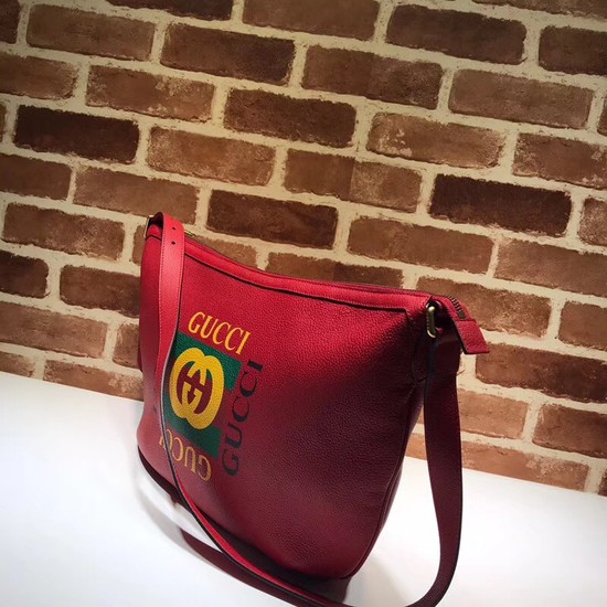 Gucci Print half-moon hobo bag 523588 red