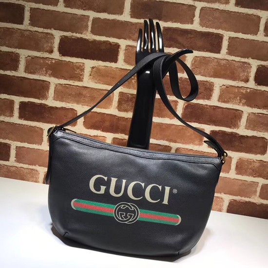 Gucci Print half-moon hobo bag 523589 black