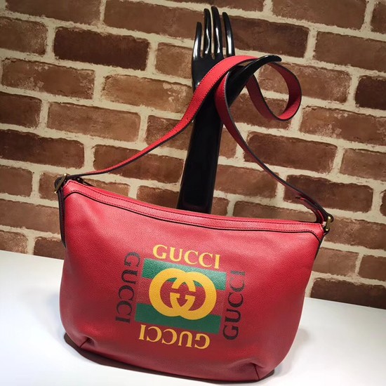 Gucci Print half-moon hobo bag 523589 red