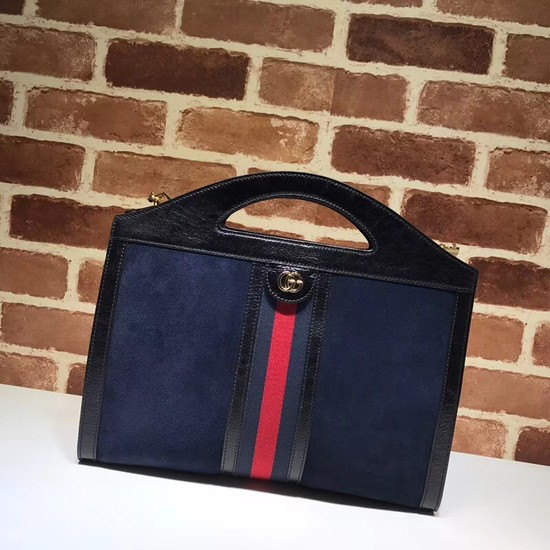 Gucci original suede leather tote bag 512957 dark blue