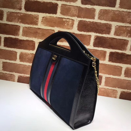 Gucci original suede leather tote bag 512957 dark blue