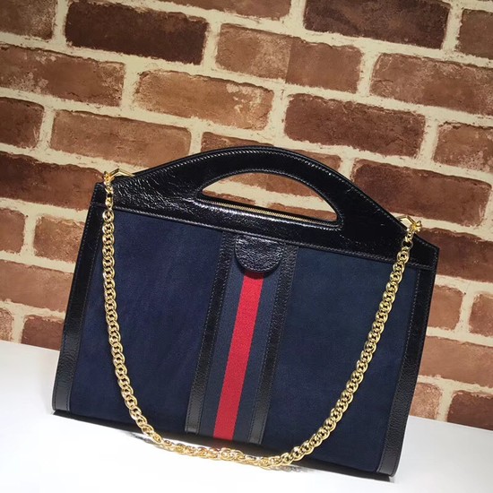 Gucci original suede leather tote bag 512957 dark blue