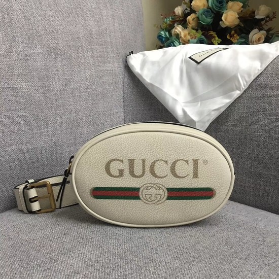 Gucci GG Calfskin Leather belt bag 476434 white