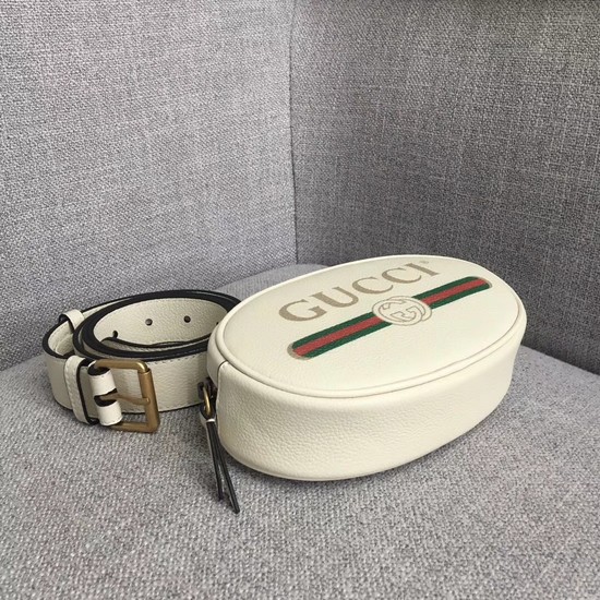 Gucci GG Calfskin Leather belt bag 476434 white
