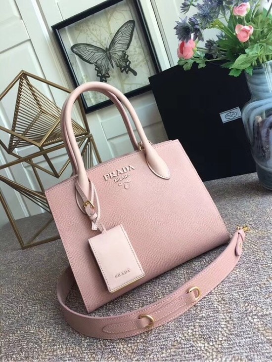 Prada Bibliotheque Handbag in Calf Leather 1BA156 Pink