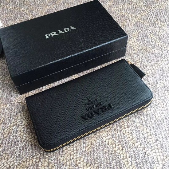 Prada Saffiano Leather Large Zippy Wallets 1MH317 black