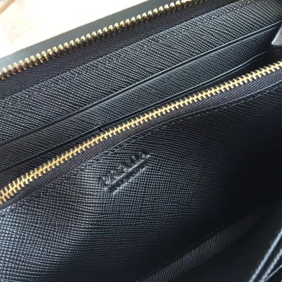 Prada Saffiano Leather Large Zippy Wallets 1MH317 black