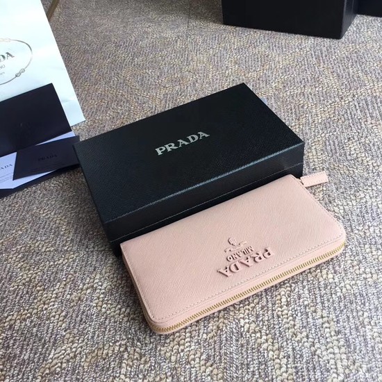 Prada Saffiano Leather Large Zippy Wallets 1MH317 pink