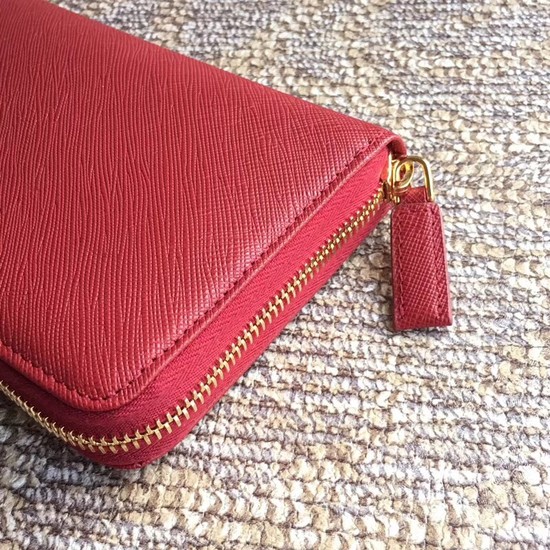 Prada Saffiano Leather Large Zippy Wallets 1MH317 red