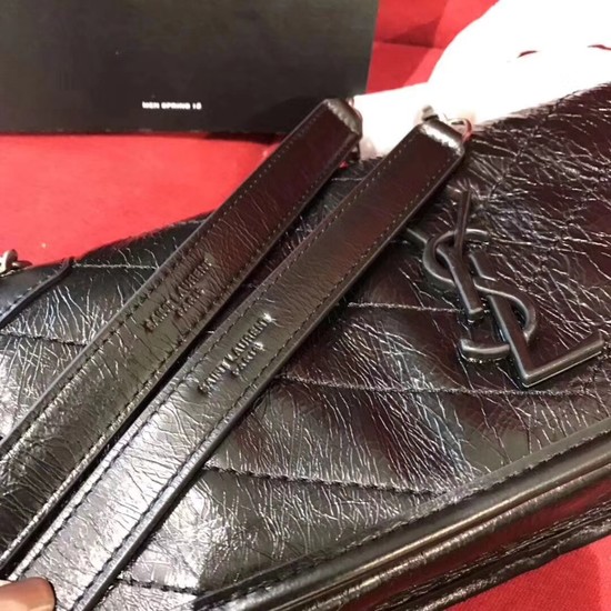 SAINT LAURENT Niki monogram small leather shoulder bag 504866 black