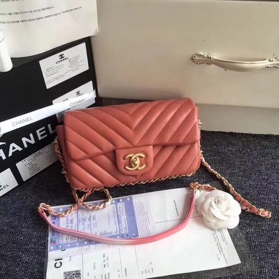 Chanel Flap Original Sheepskin Leather mini cross-body bag cf1116 pink