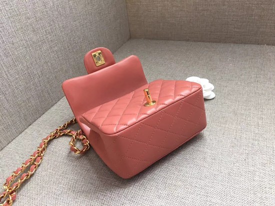 Chanel Classic MINI Flap Bag original Sheepskin Leather A1115 pink gold chain