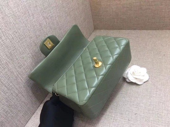 Chanel Classic MINI Flap Bag original Sheepskin Leather A1116 green gold chain