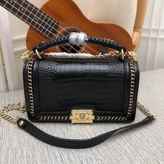 Chanel Leboy leather Shoulder Bag 5274A black gold chain