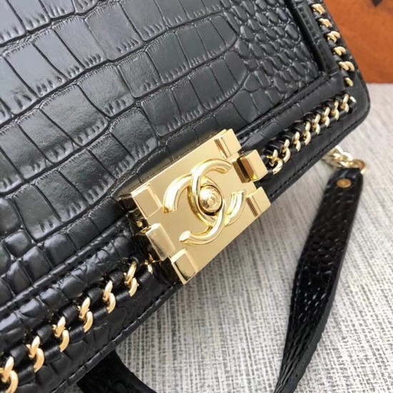 Chanel Leboy  leather Shoulder Bag 5274A black gold chain