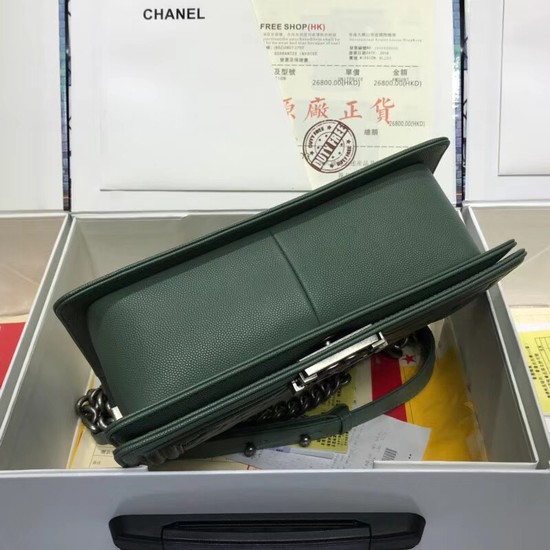 Chanel Leboy Original caviar leather Shoulder Bag A67086 green silver chain