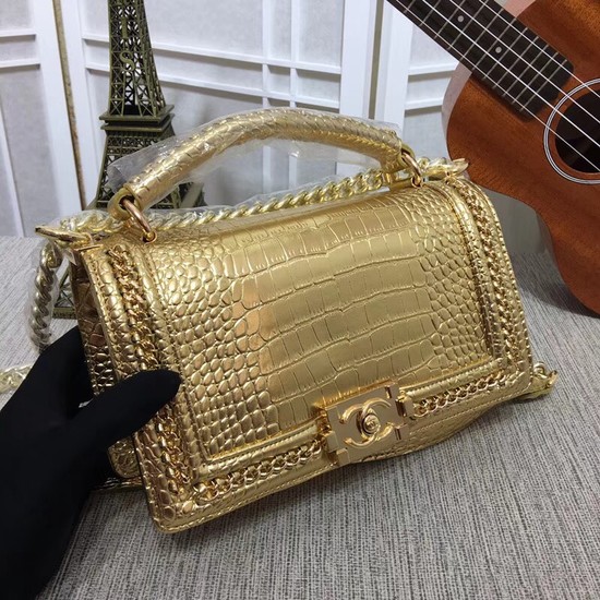 Chanel Leboy leather Shoulder Bag 5274A gold gold chain