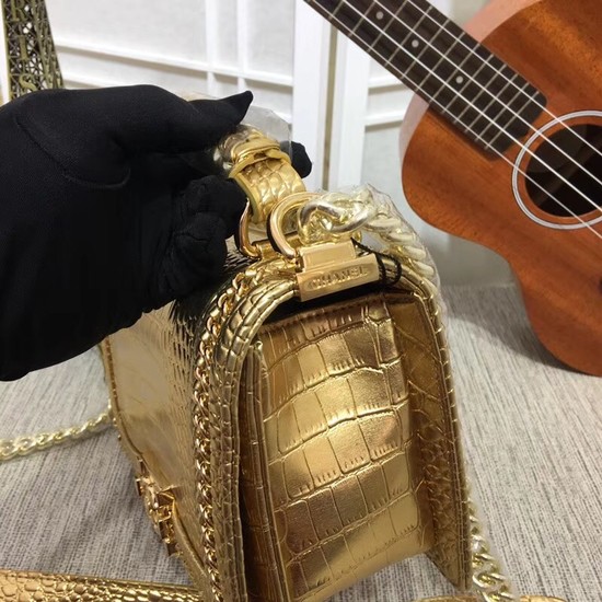 Chanel Leboy leather Shoulder Bag 5274A gold gold chain