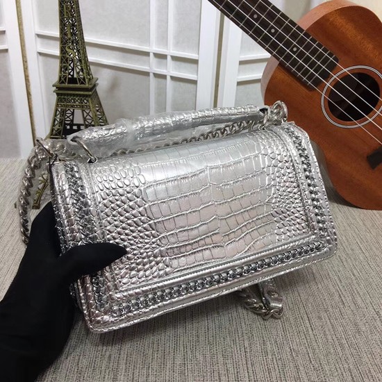 Chanel Leboy leather Shoulder Bag 5274A silver