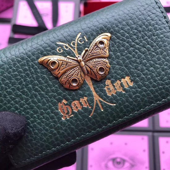 Gucci GG Supreme key case butterfly 519801 green