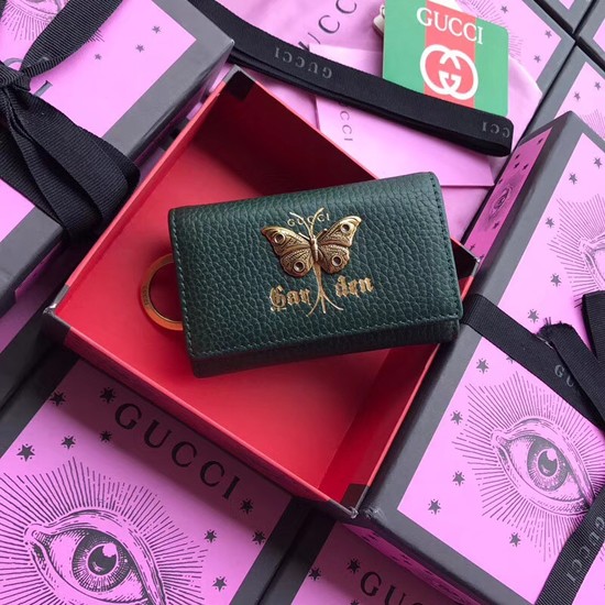 Gucci GG Supreme key case butterfly 519801 green