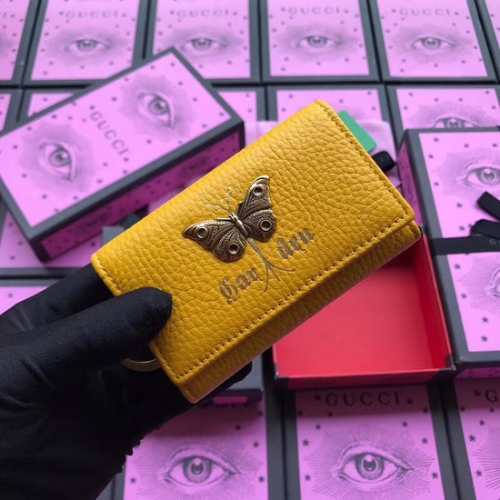 Gucci GG Supreme key case butterfly 519801 yellow