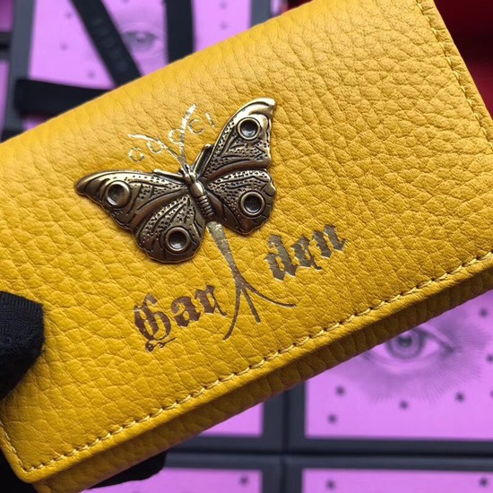 Gucci GG Supreme key case butterfly 519801 yellow