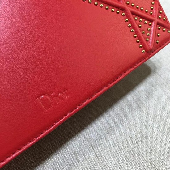 Dior Original DIORAMA BAG STUDDED LAMBSKIN M0422 red