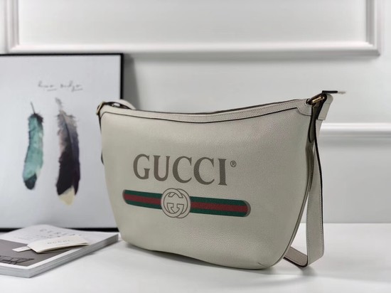 Gucci Print half-moon hobo bag 523588 white