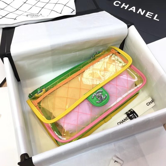 Chanel CC original PVC lambskin flap bag ACT19 yellow