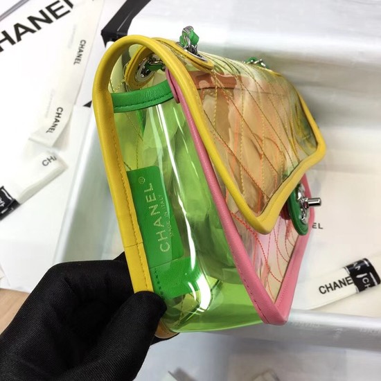 Chanel CC original PVC lambskin flap bag ACT19 yellow