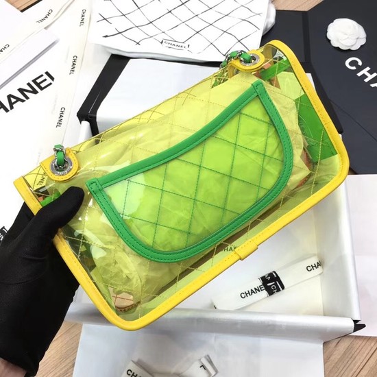 Chanel CC original PVC lambskin flap bag ACT19 yellow