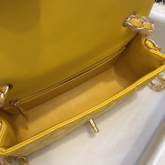 Chanel Classic original Sheepskin Leather cross-body bag A1116 yellow gold chain