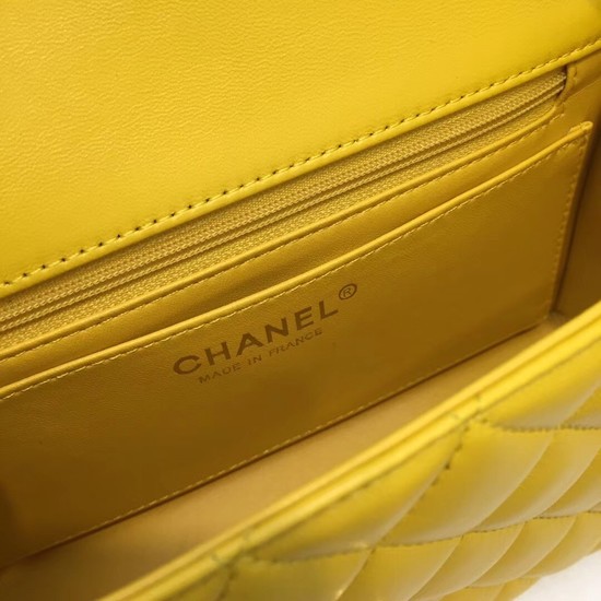 Chanel Classic original Sheepskin Leather cross-body bag A1116 yellow gold chain
