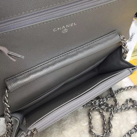 Chanel Original Caviar Leather Flap cross-body bag CF33814 Silver gray Silver chain