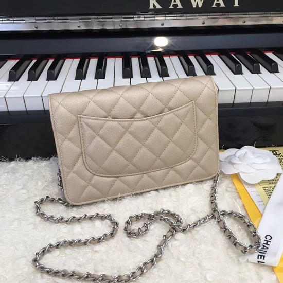 Chanel WOC Original Caviar Leather Flap cross-body bag CF33814 gold Silver chain