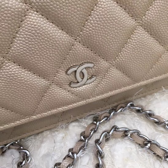 Chanel WOC Original Caviar Leather Flap cross-body bag CF33814 gold Silver chain