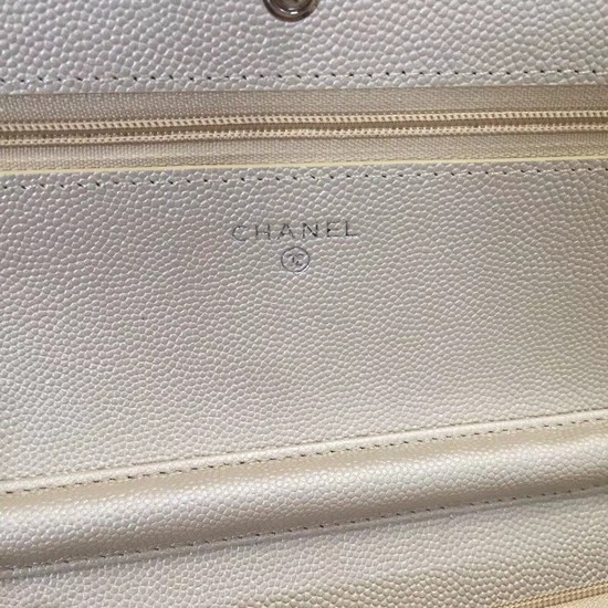 Chanel WOC Original Caviar Leather Flap cross-body bag CF33814 gold Silver chain