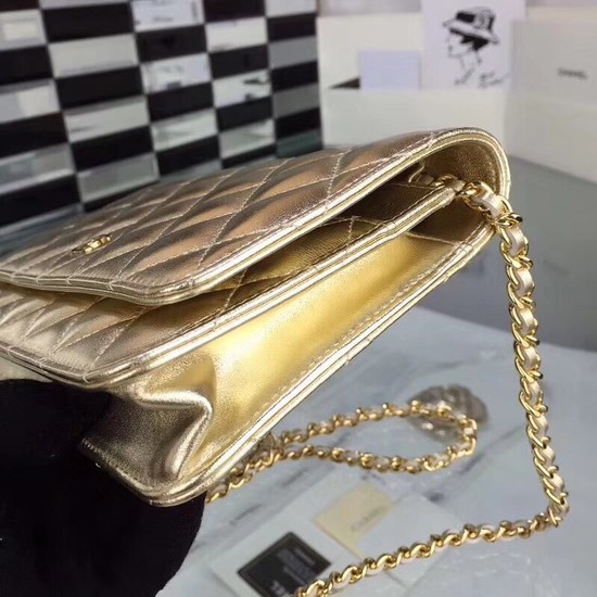 Chanel WOC Original Sheepskin Leather Flap cross-body bag CF33814 gold Gold chain