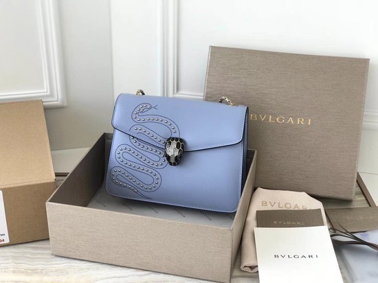 BVLGARI Serpenti Forever leather flap bag Serpenti neon 2206 blue