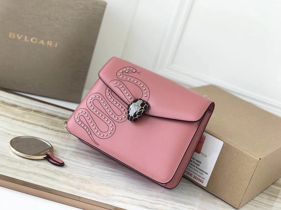 BVLGARI Serpenti Forever leather flap bag Serpenti neon 2206 pink