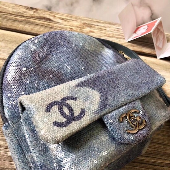 Chanel Bead piece knapsack 33269 blue